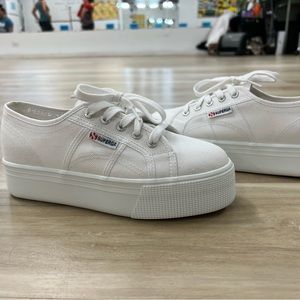 SUPERGA platform white sneakers